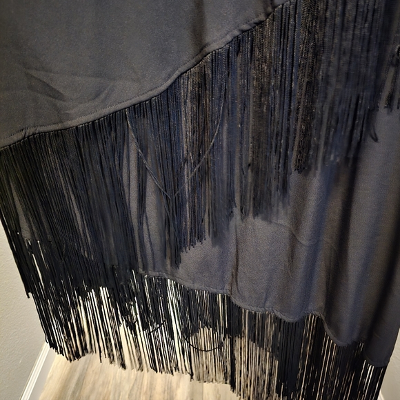 NWT ASOS Black Asymmetrical Fringe Dress - Picture 2 of 6